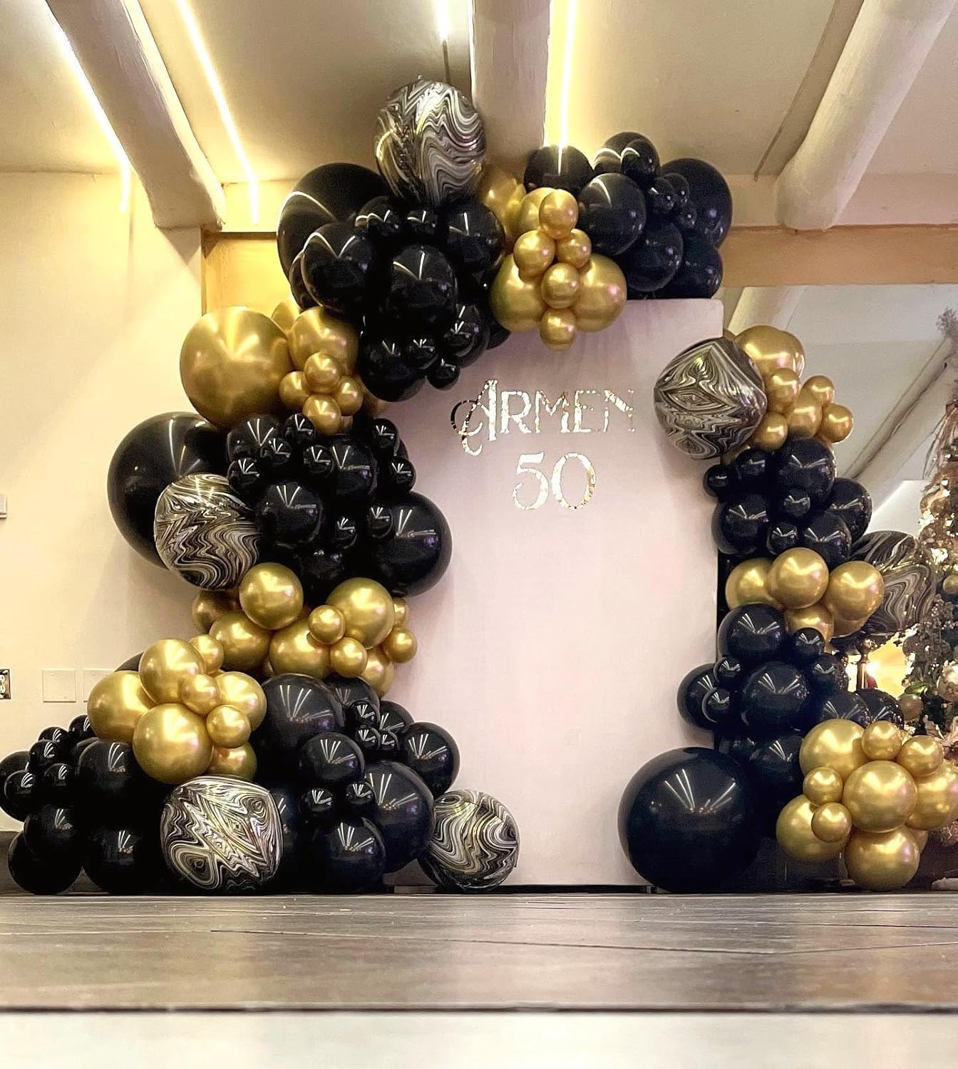 Black Gold Balloon Garland Arch Kit - 104Pcs Party Decoration