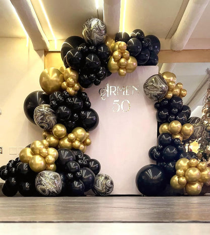 Black Gold Balloon Garland Arch Kit - 104Pcs Party Decoration