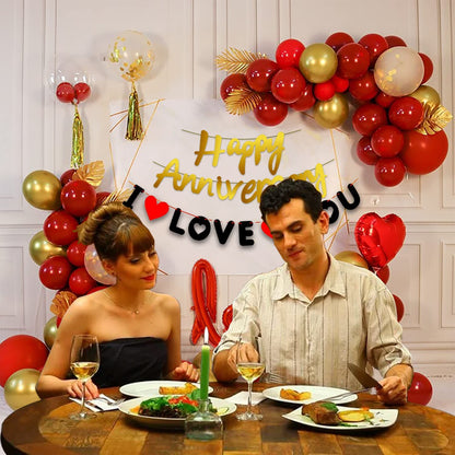 Happy Anniversary Decoration Items Kit - 45 Pcs Combo