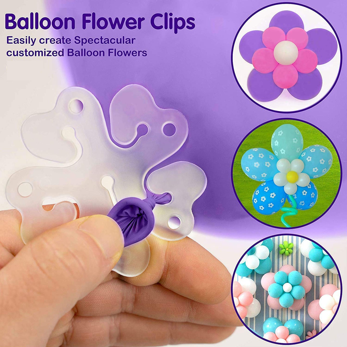 Reusable Portable Flower Shape Balloon Clips Holder for Event Decorations