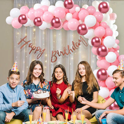 Pink & Rose Gold Balloon | Happy Birthday Decoration Kit – 66 Pcs Combo