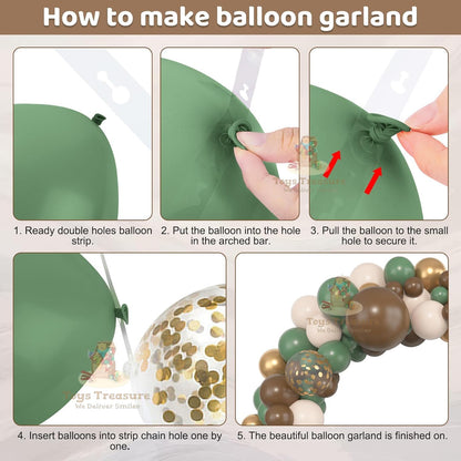 Green Gold Confetti Balloons Decoration kit - 153 Pcs Pack (
