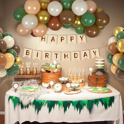 Metallic Balloons 60 Pcs - Gold Green Brown White Party Balloons for Birthday & Wedding