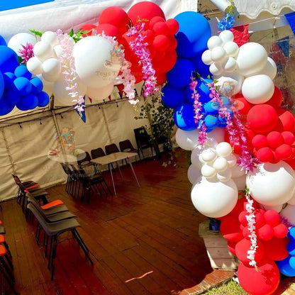 104Pcs Birthday Decoration Kit - Blue Red White Balloons