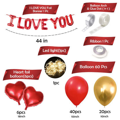 44 PCS I LOVE YOU Balloon Decoration Combo Set