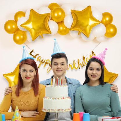 Golden Star Birthday Decoration Kit with Banner & Balloons – 26 Pcs Combo