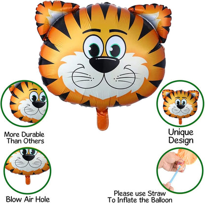 Jungle Safari Happy Birthday Foil Balloon Set - 5 Animal Themed Party Decorations