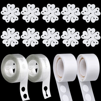 Reusable Balloon Decoration Accessories Combo Of Flower Clips Glue Dot Tape And Arch Making Strip Set Of 14 Pcs (Flower Clip with Tapes)