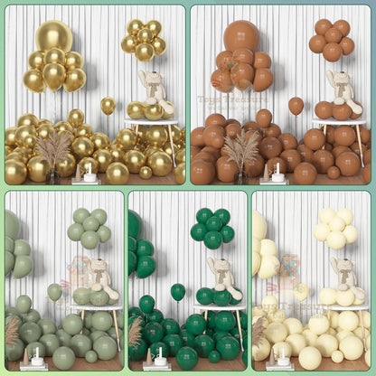 Brown Green Gold Balloons Decoration kit - 153 Pcs Pack
