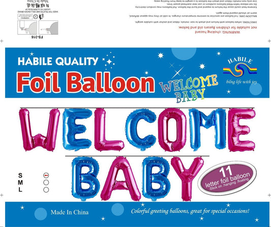 Welcome Baby Foil Balloon Set – 11 Letter Pink & Blue Balloons (Copy)