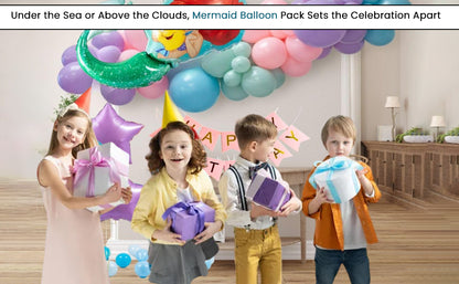 Delightful 48-Piece Mermaid Party Balloon Arch Kit - 32-inch Foil, Helium Ready