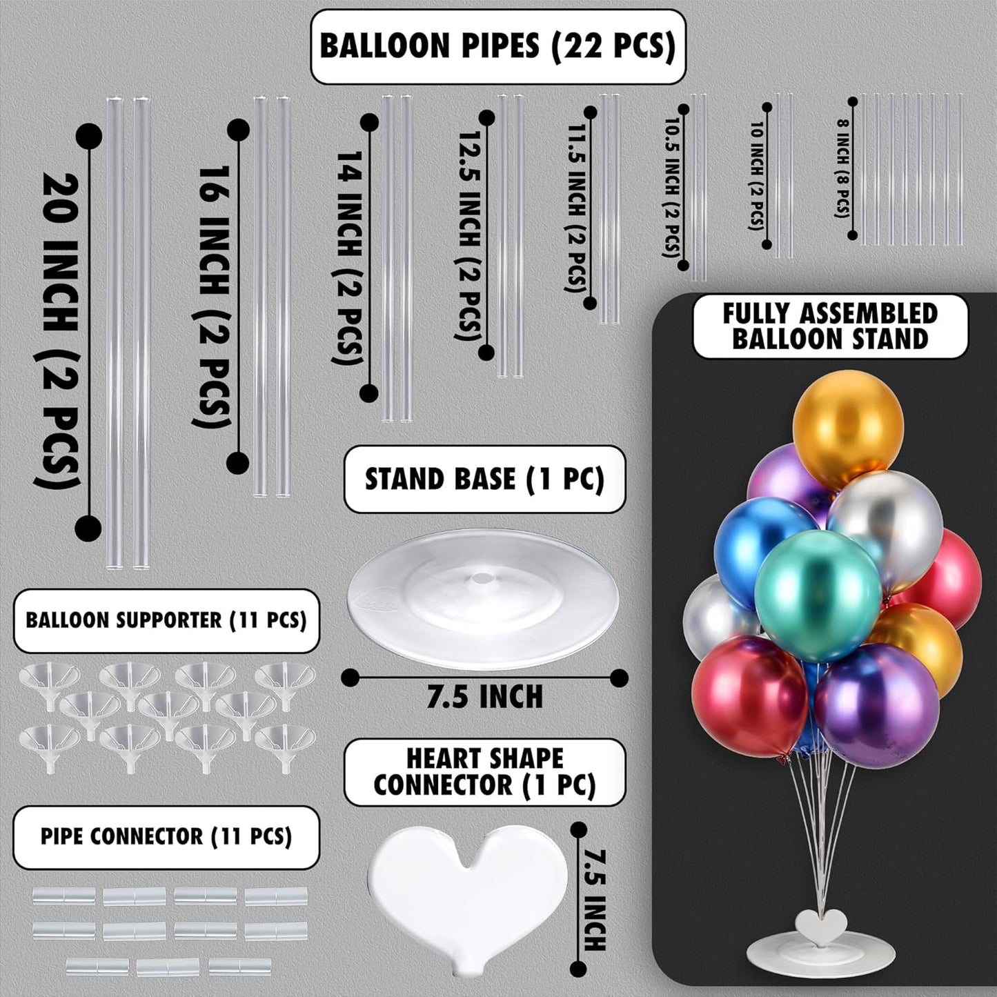 Balloon Stand for Decoration Birthday - Set of 2 Pcs Birthday Decoration Stand Balloon Stand Holder for Decorations