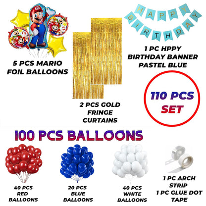 Kids Party Birthday Decoration Mario Theme Pack of 110 Pcs