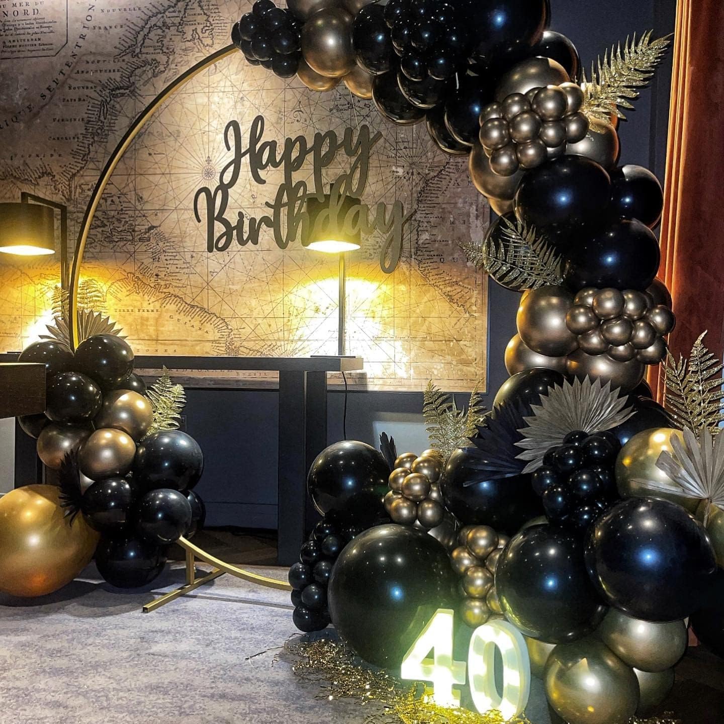 Black Gold Balloon Garland Arch Kit - 104Pcs Party Decoration