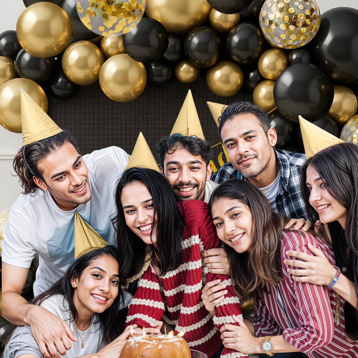 Premium Black Gold Birthday Balloons Decoration Kit with Banner for Men Boys Husband