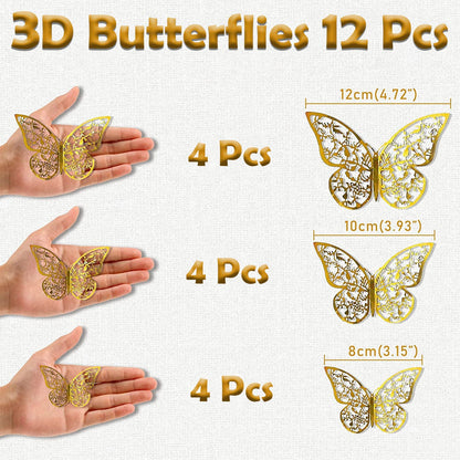 81-Piece Rainbow Butterfly Birthday Decoration Kit with Golden Banner for Girls