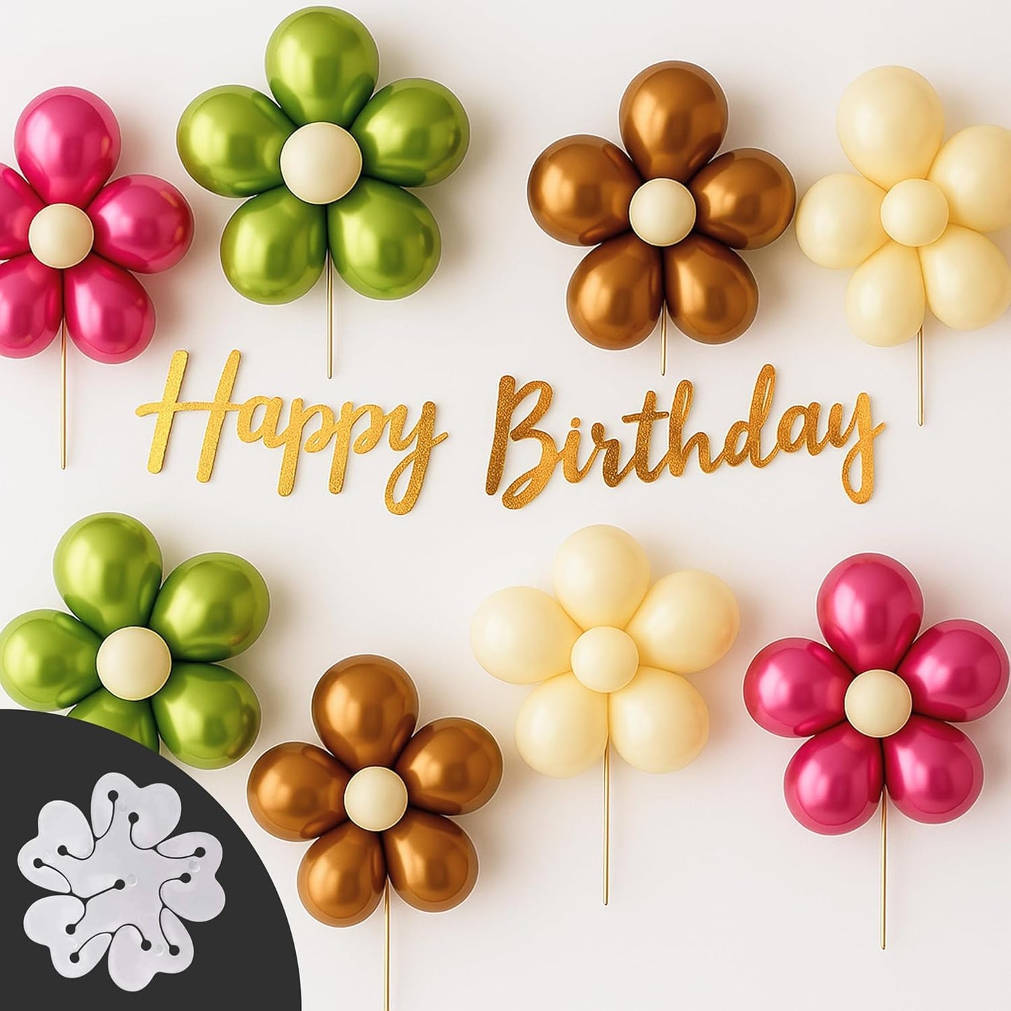 Birthday Decoration Kit With Flower Balloon Clips –Set of 60 Pcs