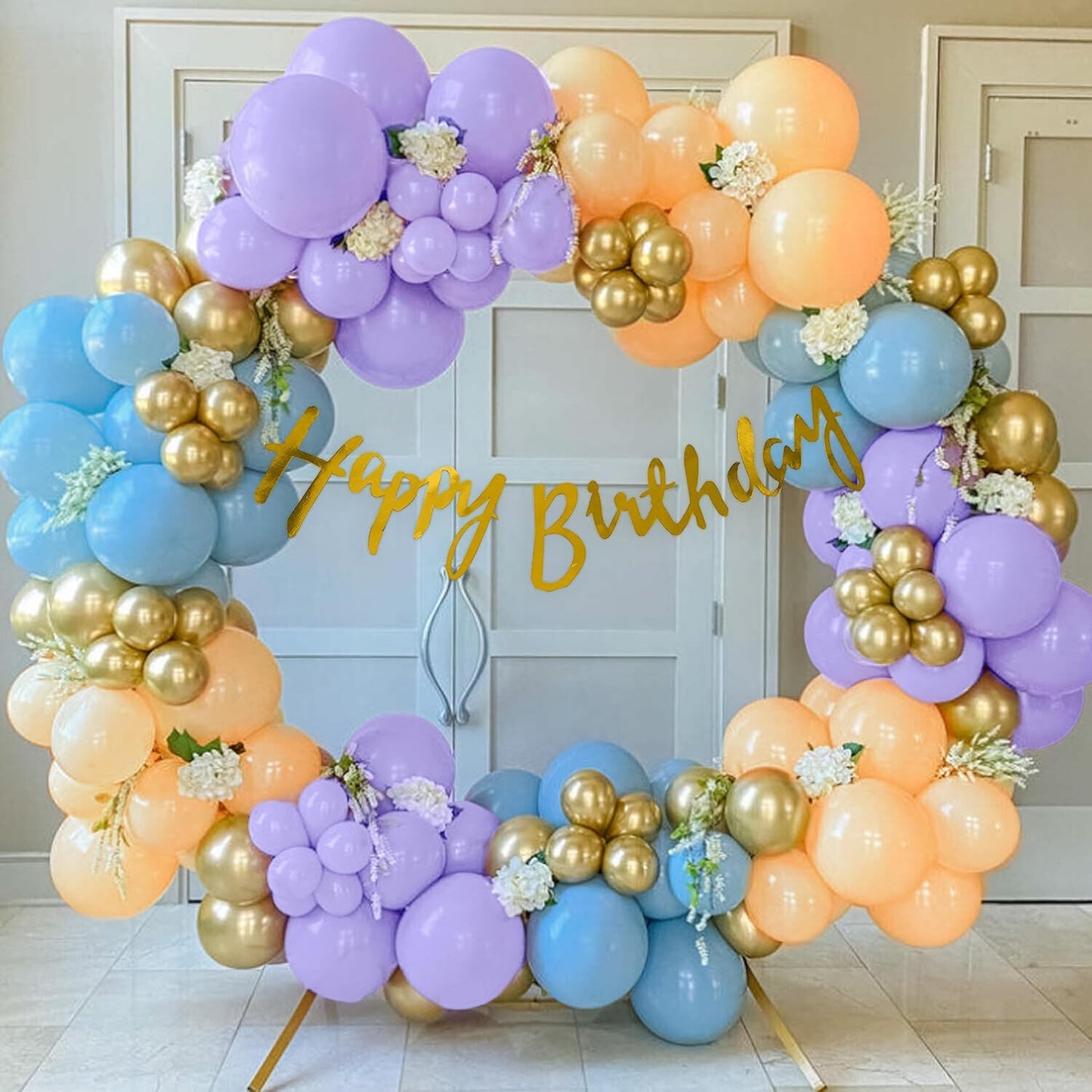 Pastel Balloon Theme Birthday Decoration Items For Girl - 42 Pcs Pack