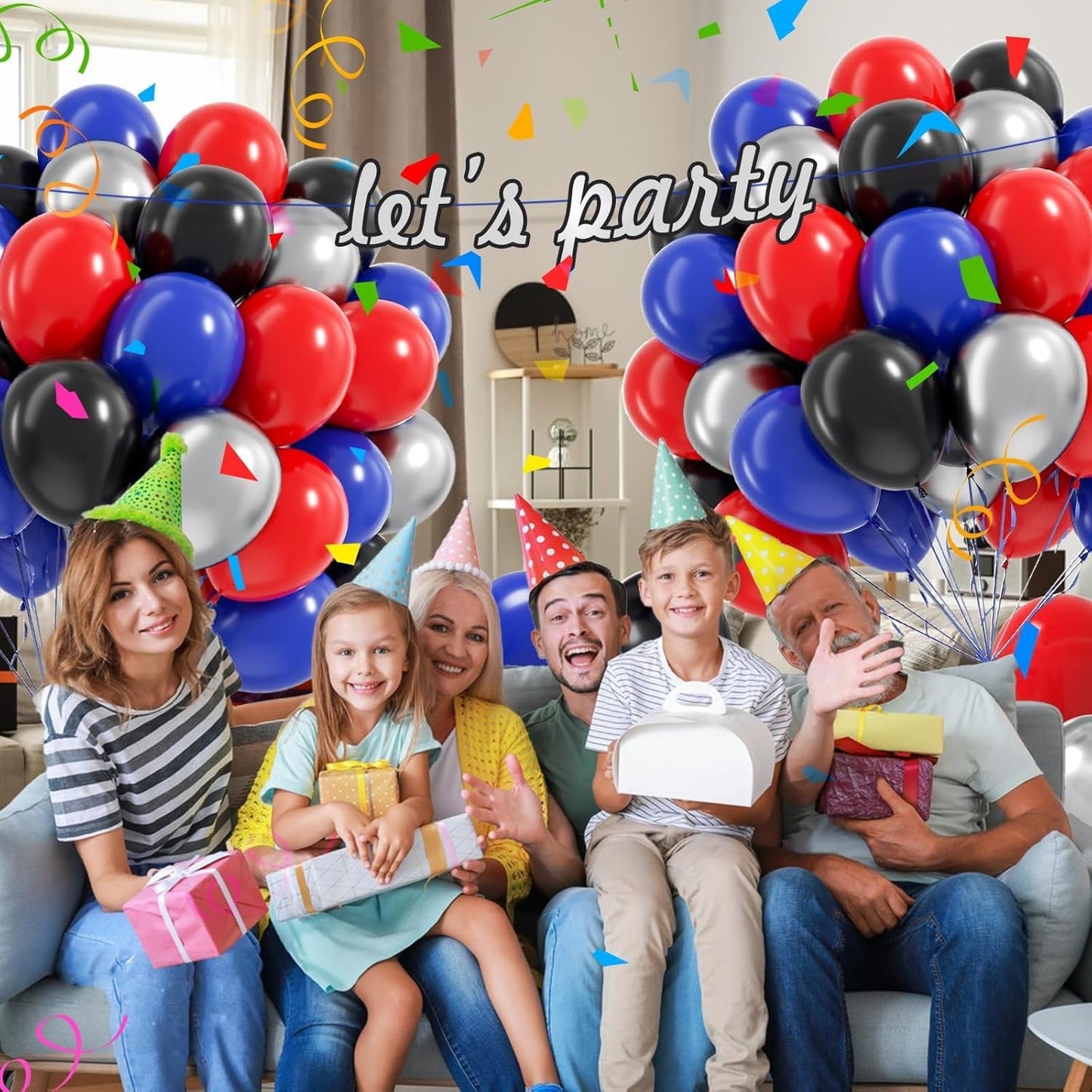 Black Red Blue Balloons 60 Pack - Patriotic Party Decorations  for Wedding & Birthday Party