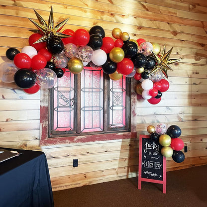 60pcs Metallic Gold Red Black Confetti Balloons (Red Black Gold)