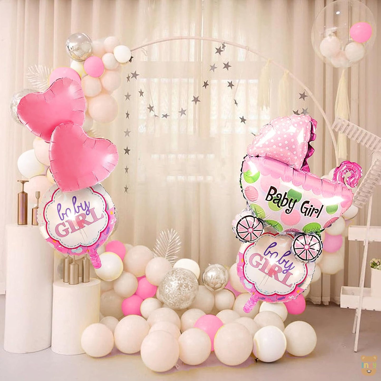 Set Of 35 Pcs Baby Girl Balloon For Kids New Born Baby Theme