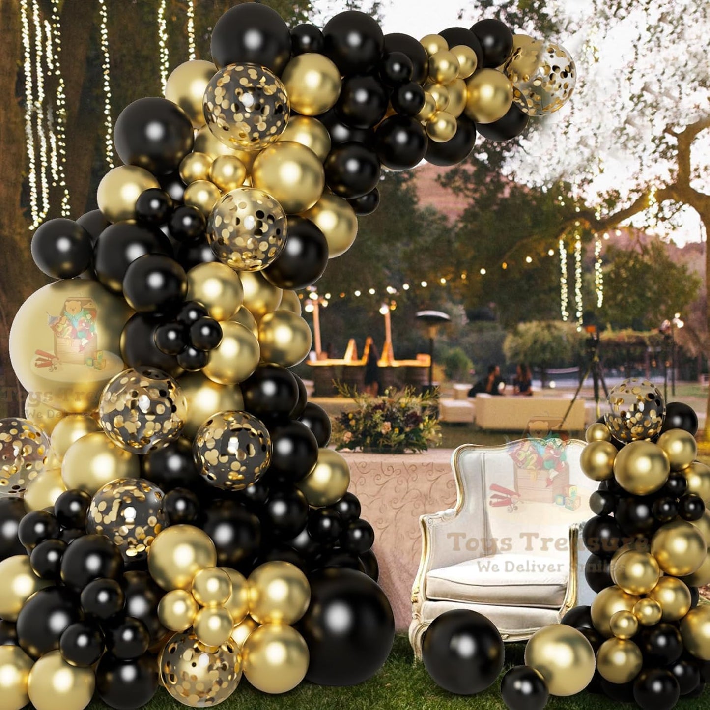 Black Gold Birthday Decorations Kit for Boys - 104 Pcs Combo
