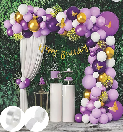 Butterfly Theme Birthday Decoration Kit – 60 Pcs Purple & White
