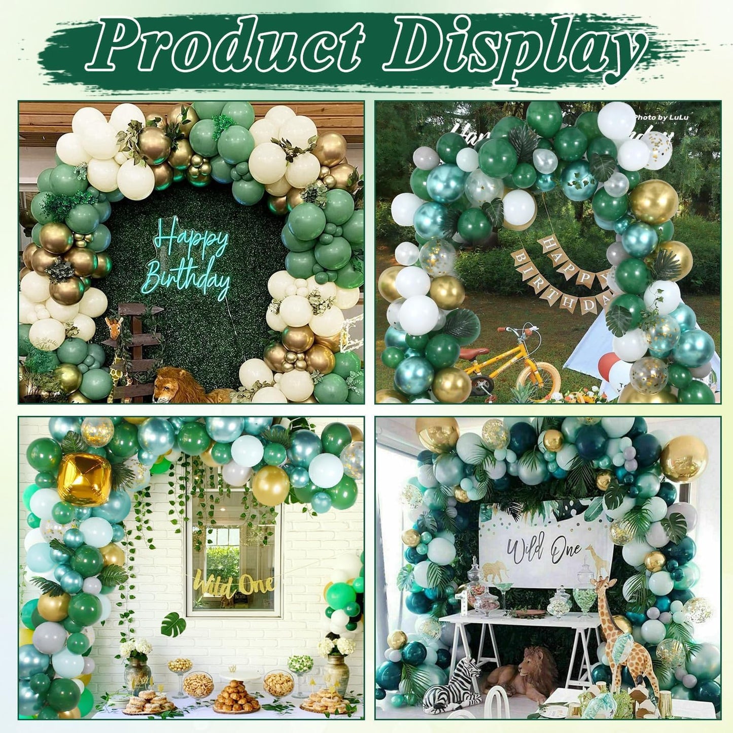 60 Pcs Metallic Confetti Balloons - Gold Green White Balloon for Wedding & Birthday Party
