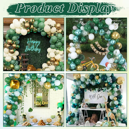 60 Pcs Metallic Confetti Balloons - Gold Green White Balloon for Wedding & Birthday Party