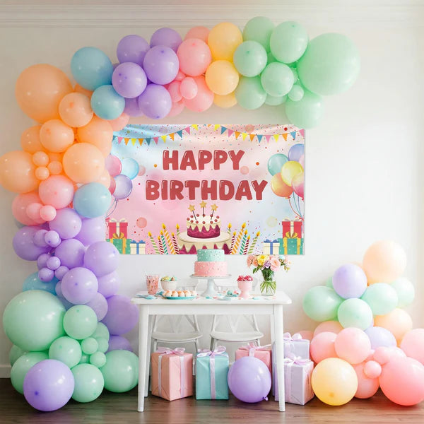 Rainbow Balloon Birthday Decoration Kit For Girls – Set of 66 Pcs