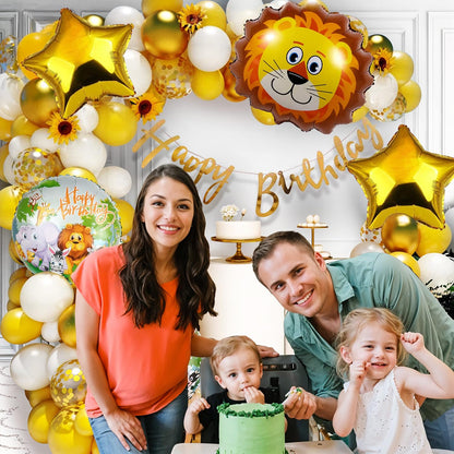 Birthday Decoration Items - 58 Pcs, Jungle Theme Birthday Decoration