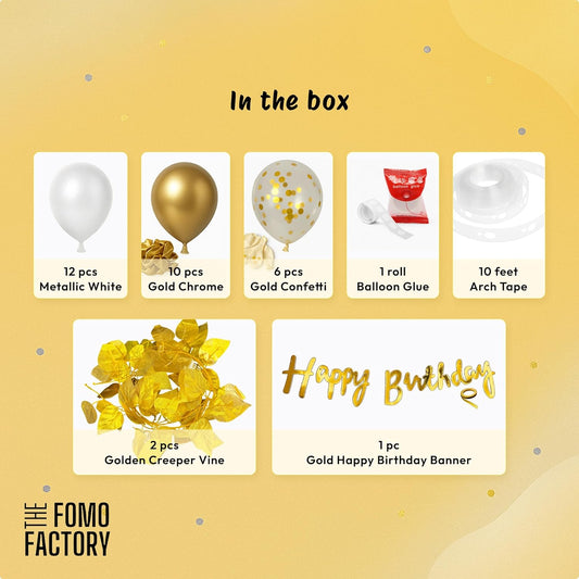 Golden Birthday Decoration Kit For Girls - Set of 33 Pcs