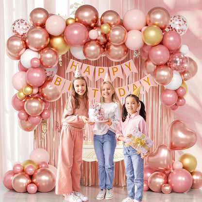 Rose Gold Birthday Decoration Kit – Set of 58 Pcs