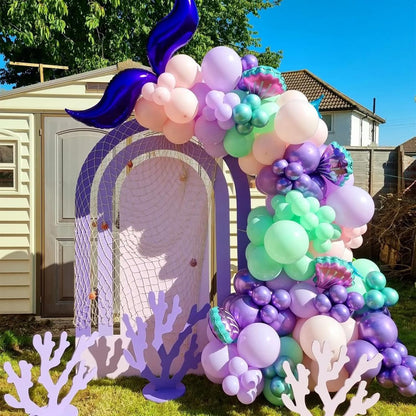 60Pcs Metallic Blue Purple Mermaid Balloons for Birthday Baby Shower Wedding