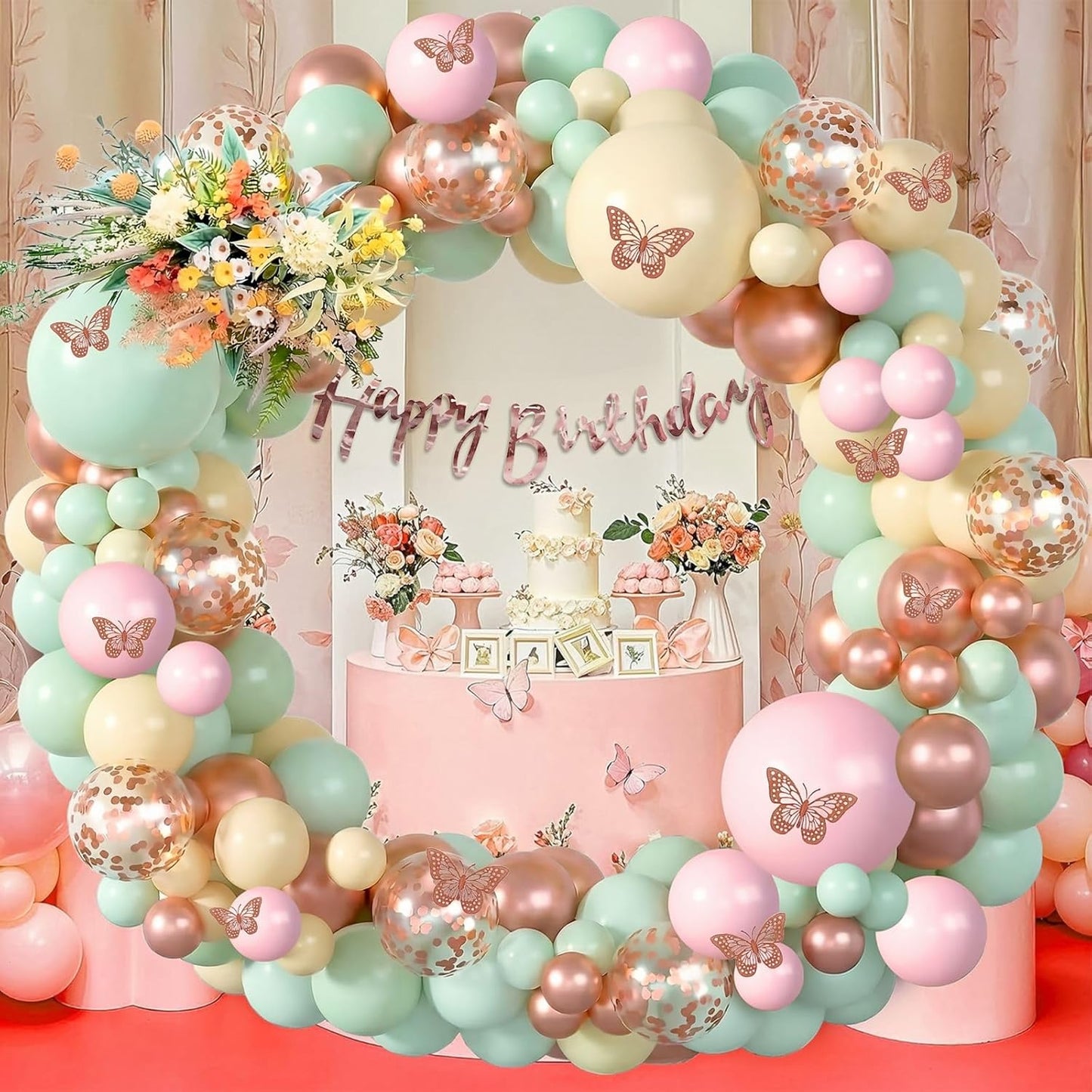 Butterfly Theme Birthday Decoration Kit For Girls - Pack of 79 Pcs