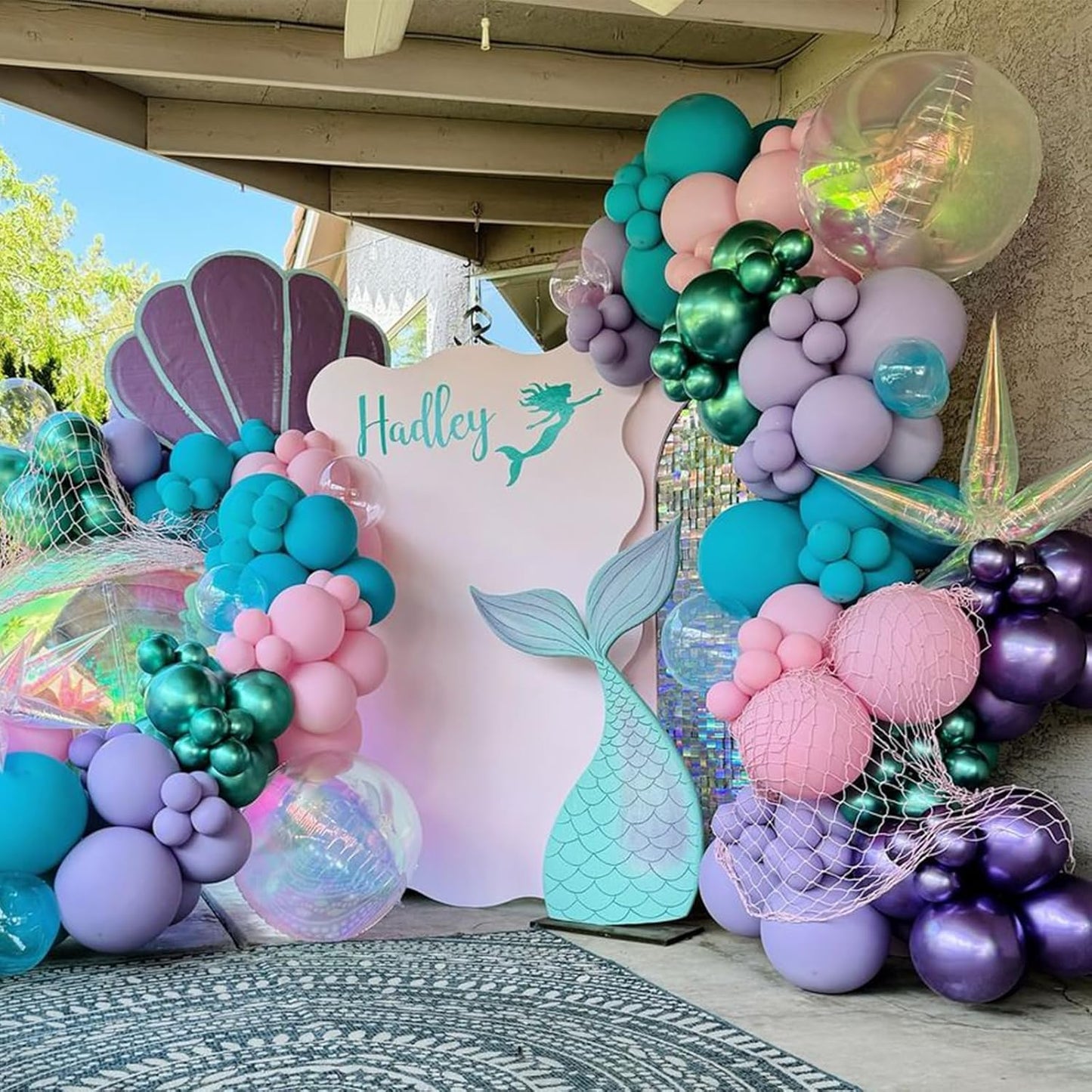 60Pcs Metallic Blue Purple Mermaid Balloons for Birthday Baby Shower Wedding