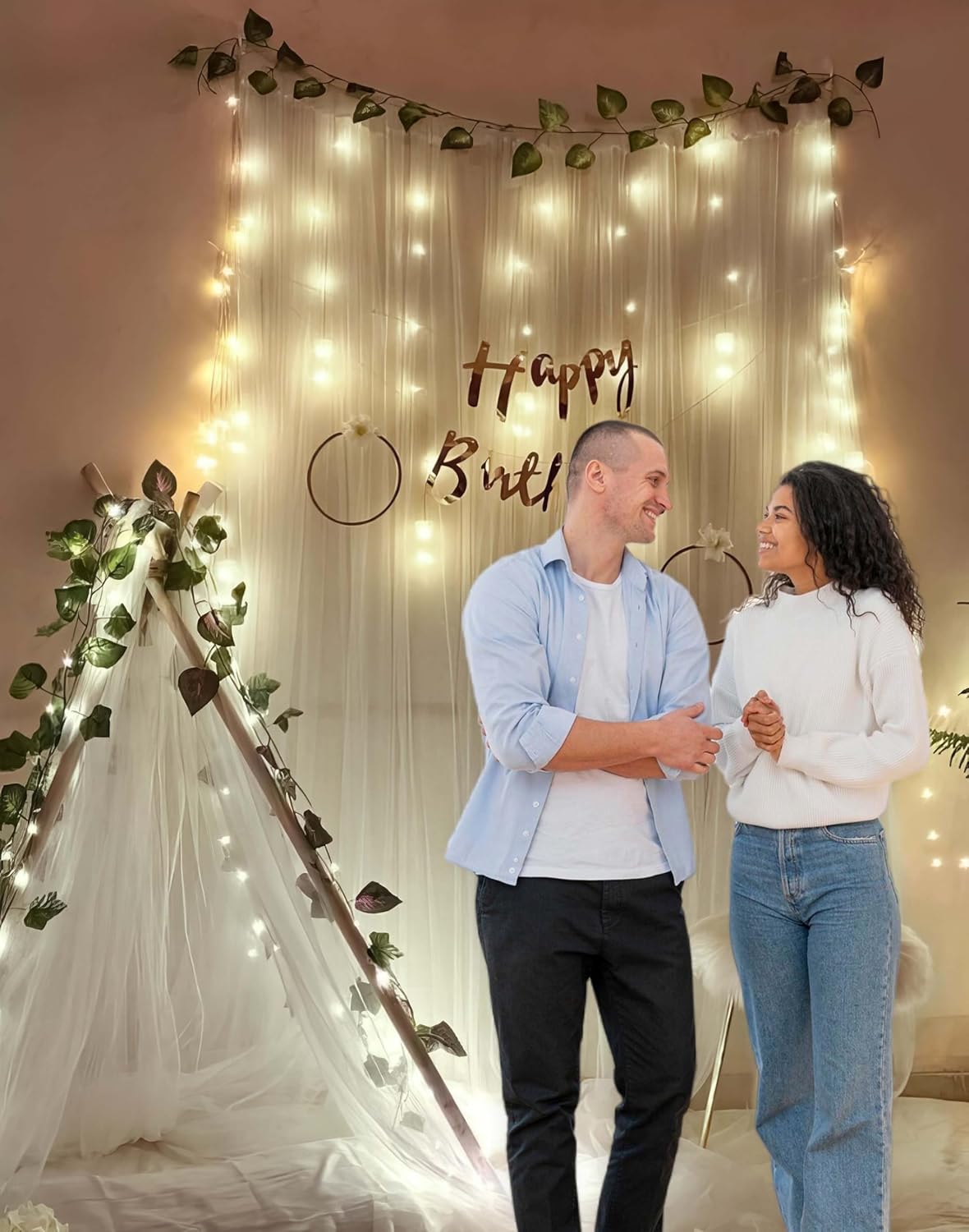 Romantic Birthday Backdrop Decoration for Bedroom 12 Pcs Pack