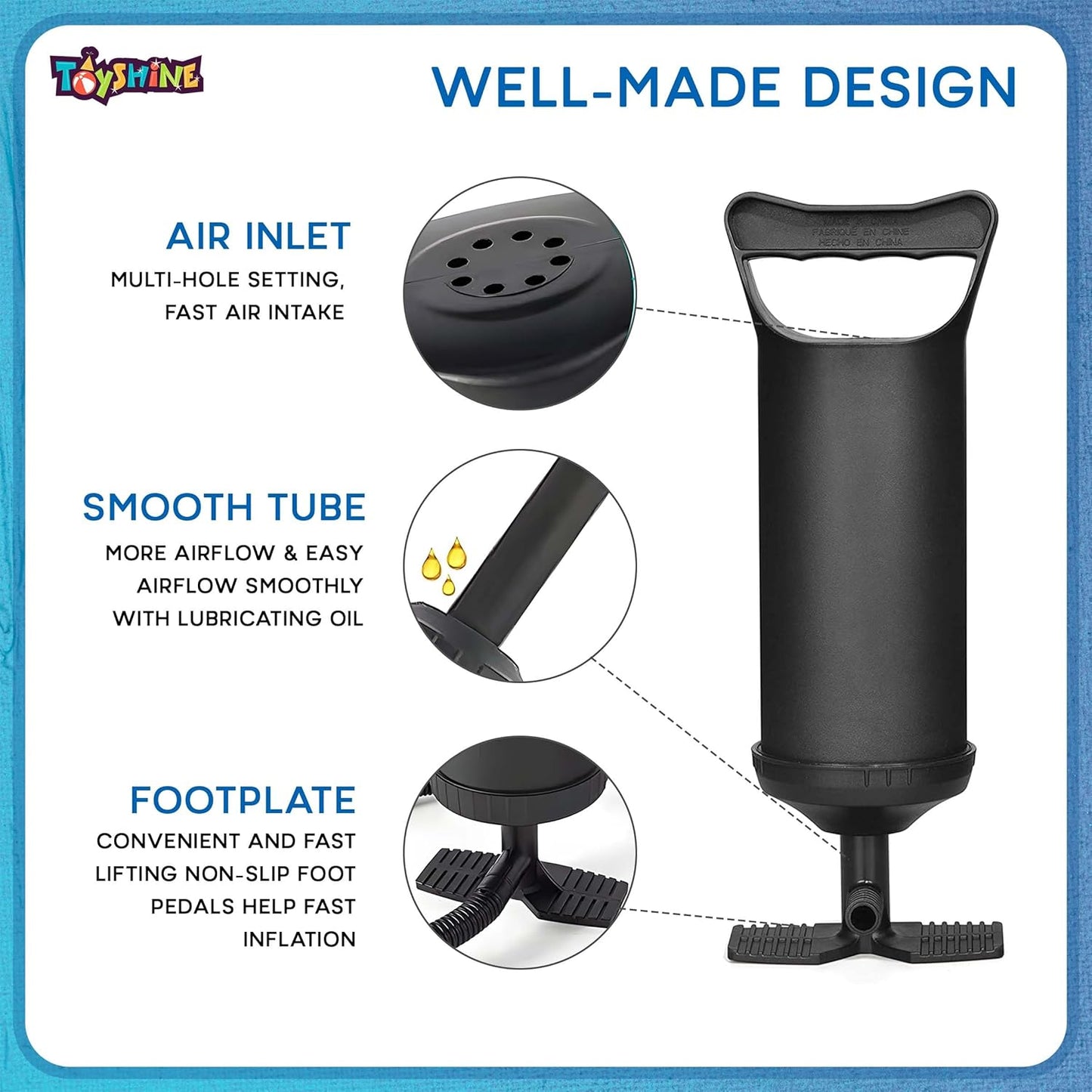 12 Inch Air Hammer Inflation Pump with 3 Valve Adaptors