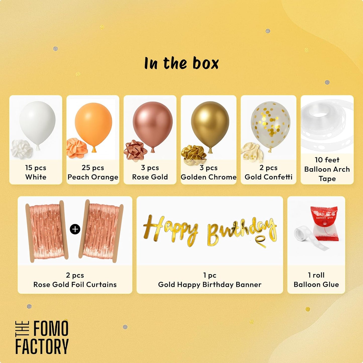 Peach & Rose Gold Birthday Decoration Kit For Girls – Set of 53 Pcs