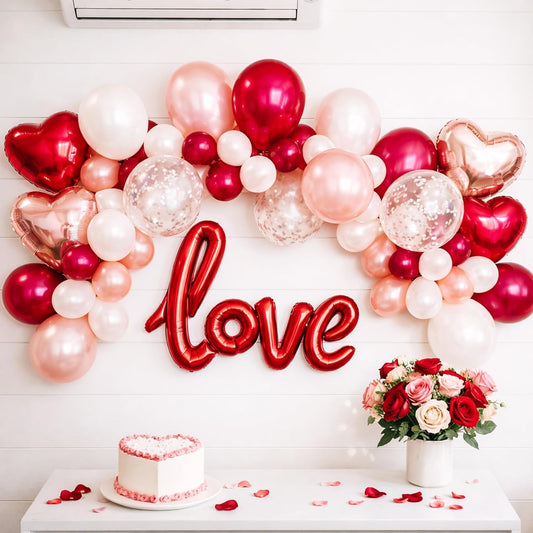 Romantic Red & White Love Balloon Decoration Set - 39 Pcs Pack
