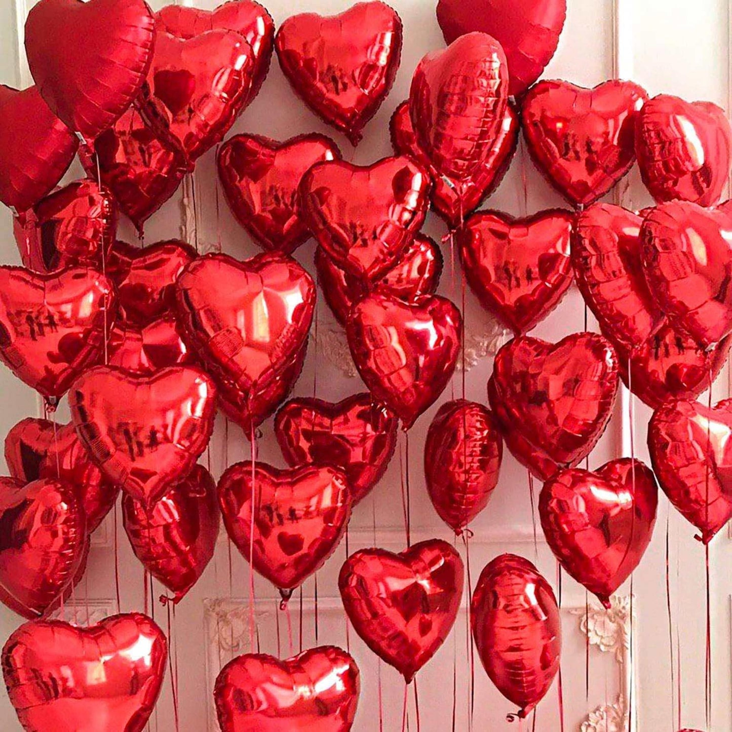 Heart Balloons, 12 Pcs Heart Shaped Foil Balloons for Valentines Day