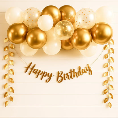 Golden Birthday Decoration Kit For Girls - Set of 33 Pcs