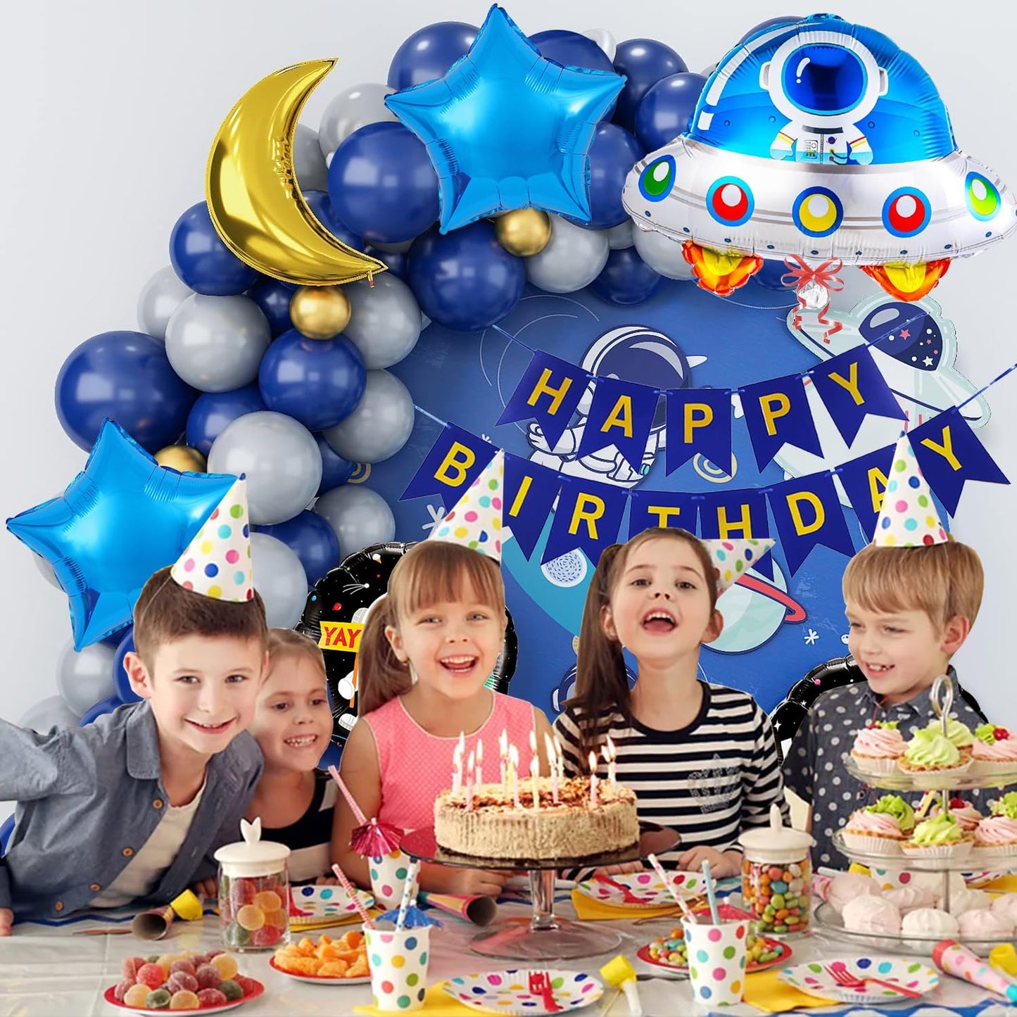 Space Theme Birthday Decoration Kit – Set of 54 Pcs