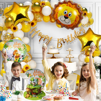 Birthday Decoration Items - 58 Pcs, Jungle Theme Birthday Decoration