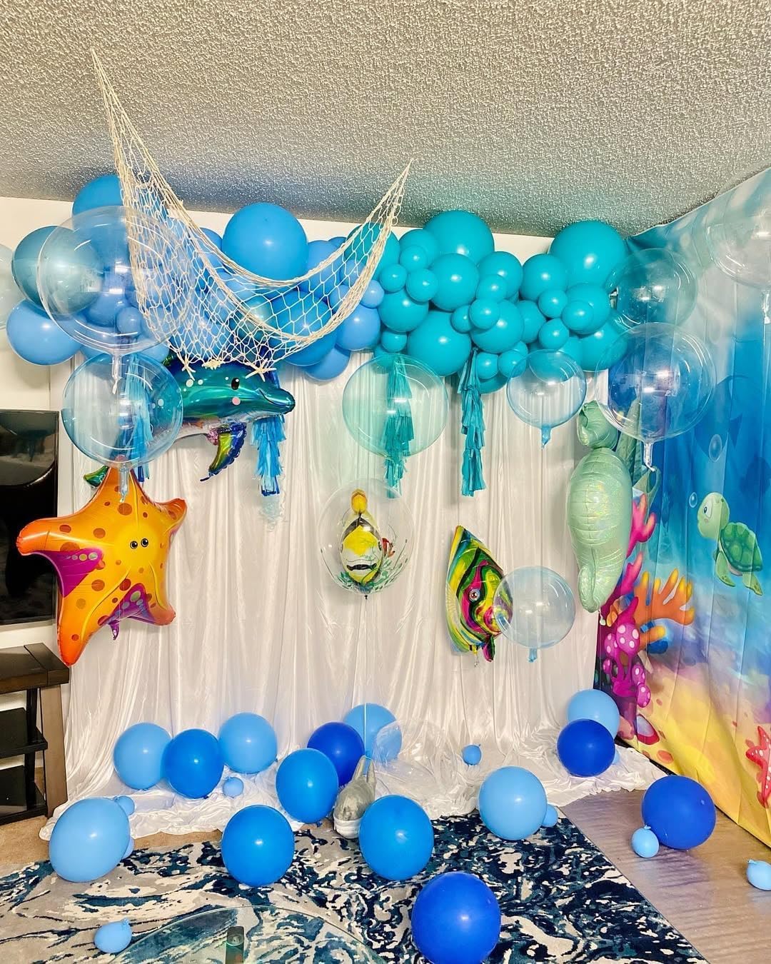 60 Pcs Metallic Blue Confetti Balloons for Wedding & Birthday Party