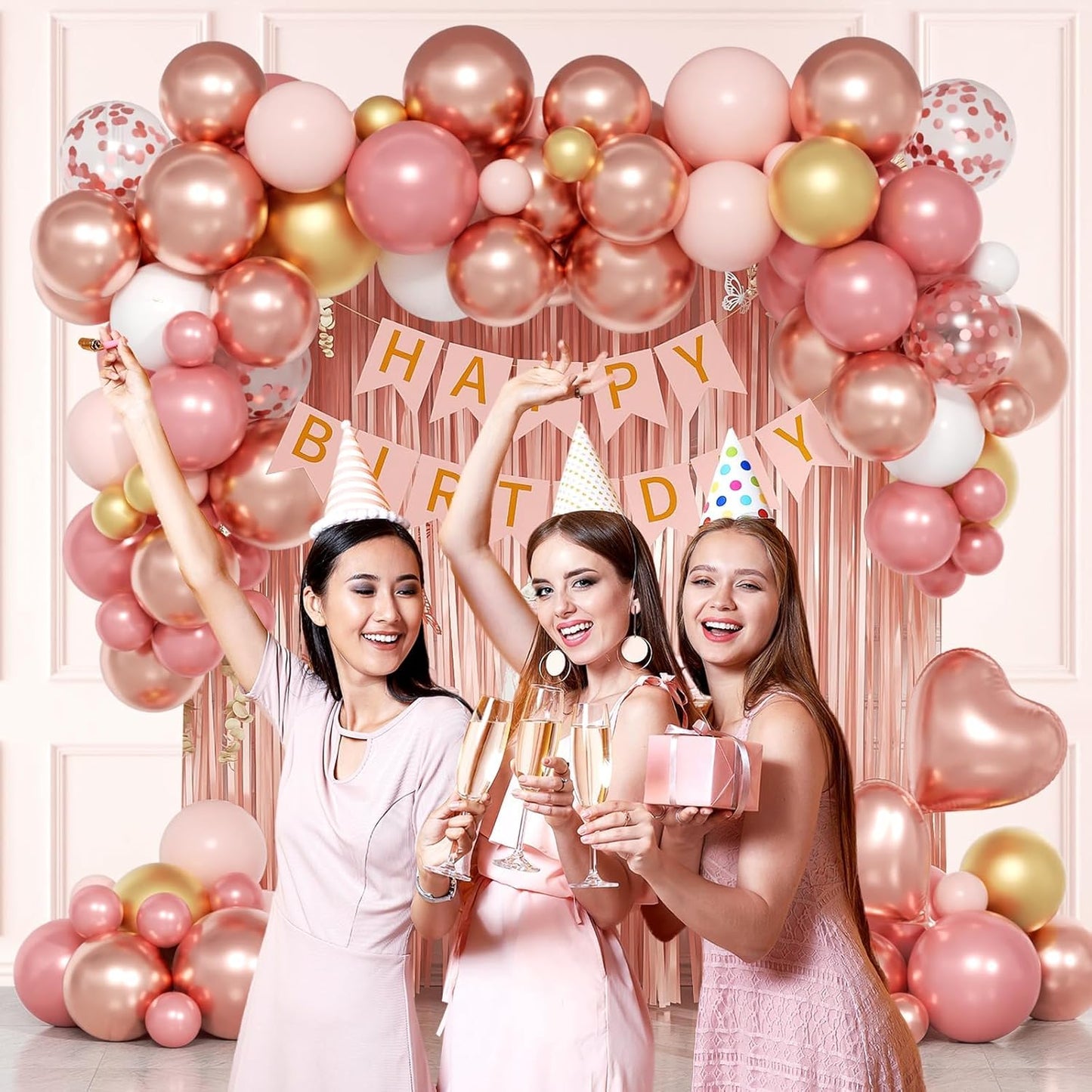 Rose Gold Birthday Decoration Kit – Set of 58 Pcs