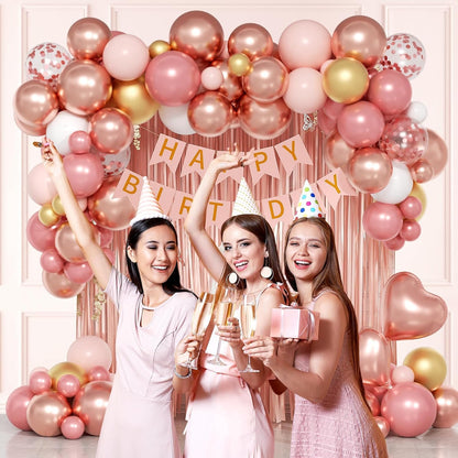 Rose Gold Birthday Decoration Kit – Set of 58 Pcs
