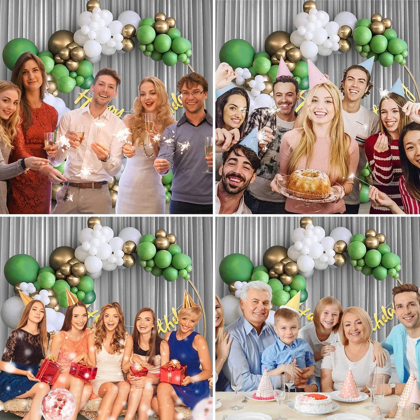 Green & Gold Balloon Garland Arch Kit –Set of 48 Pcs