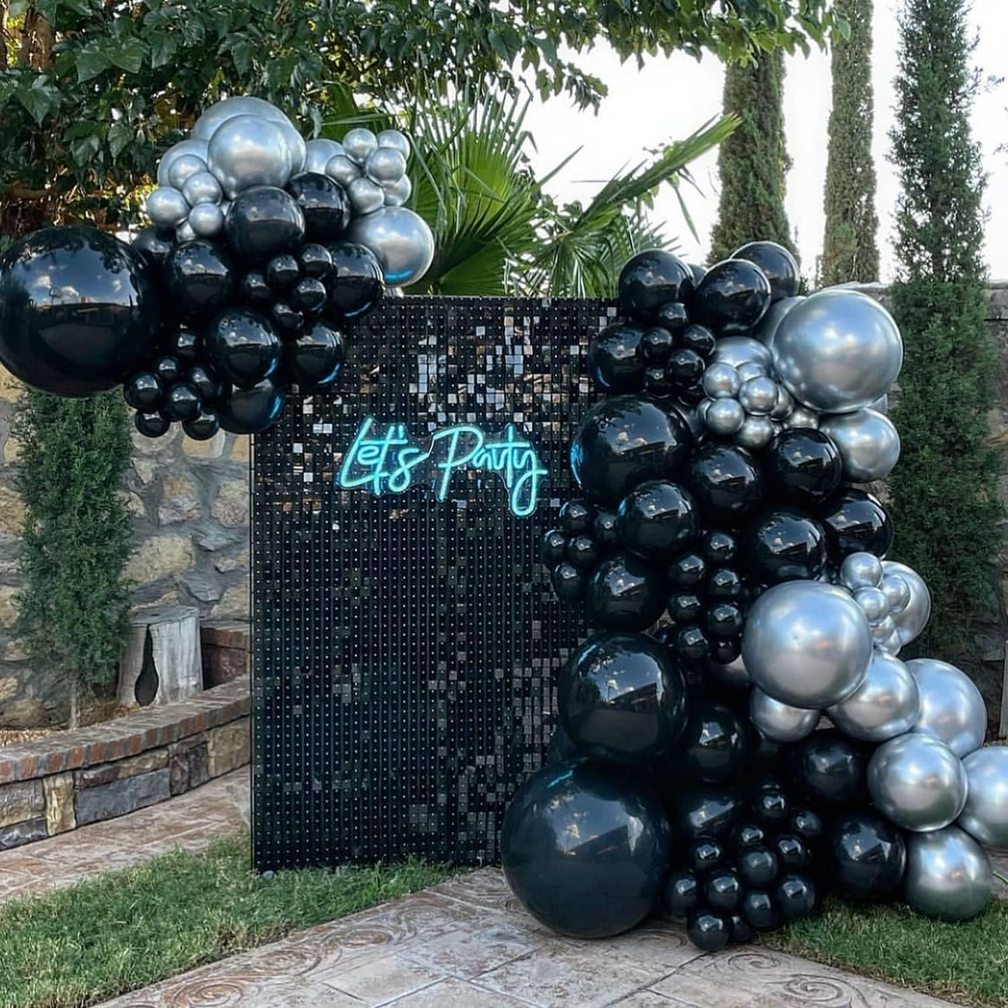 Black Silver Balloon Garland Kit 110 Pcs - Complete Party Decoration Set