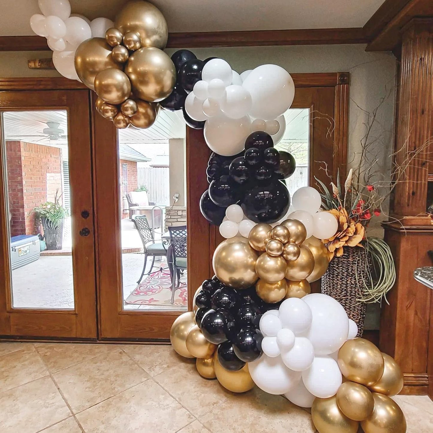 Black Gold White Balloon Garland Kit - 110 Piece Party Decorations
